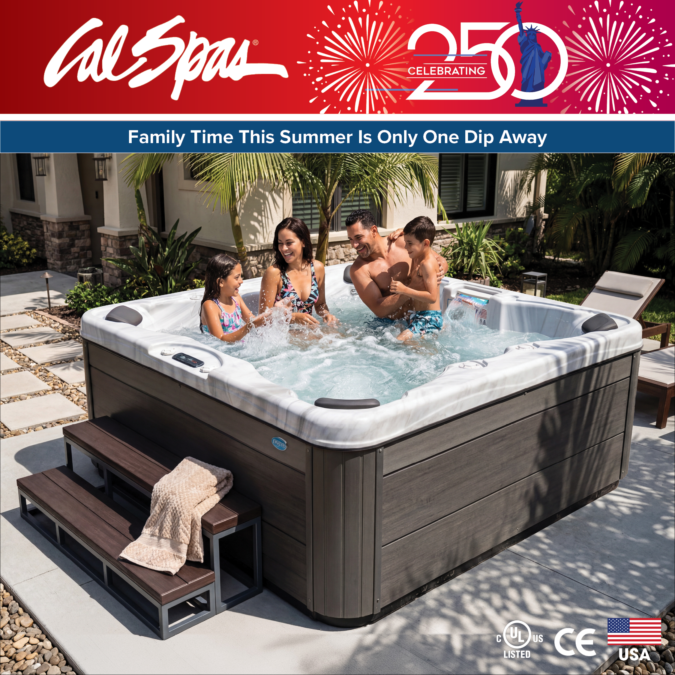 Calspas hot tub being used in a family setting - Kansas City
